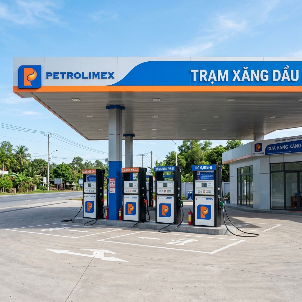 Dịch vụ Kinh doanh Xăng dầu - Hệ thống trạm xăng hiện đại, cam kết chất lượng và số lượng chuẩn xác.